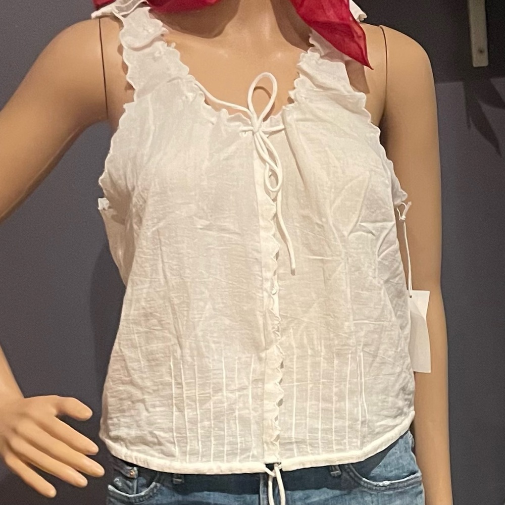 Frame Eyelet Lace Up Top S